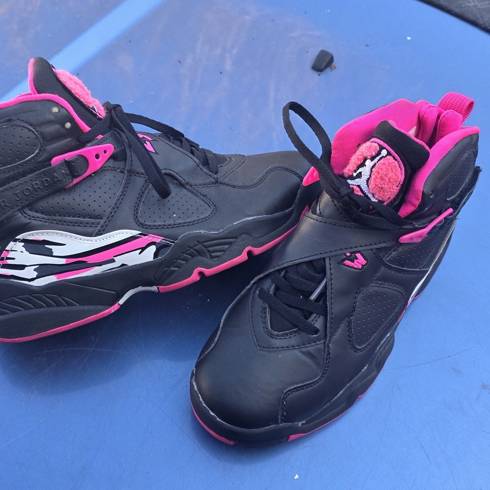 Jordan Black and Pink Athletic Shoes